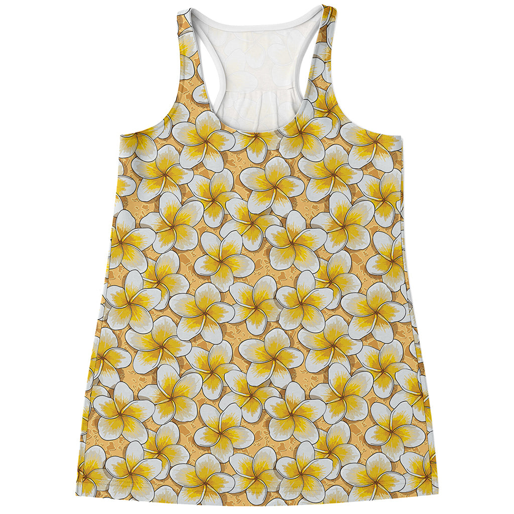 Frangipani Flower Pattern Print Women's Racerback Tank Top