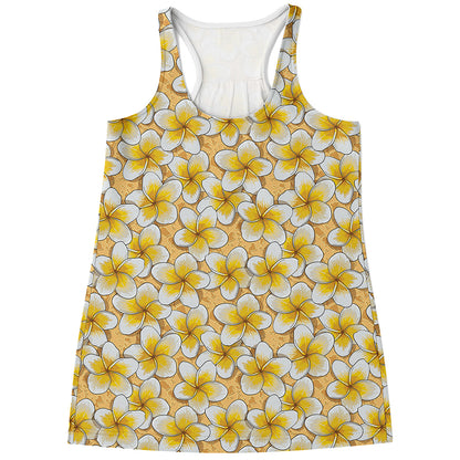 Frangipani Flower Pattern Print Women's Racerback Tank Top