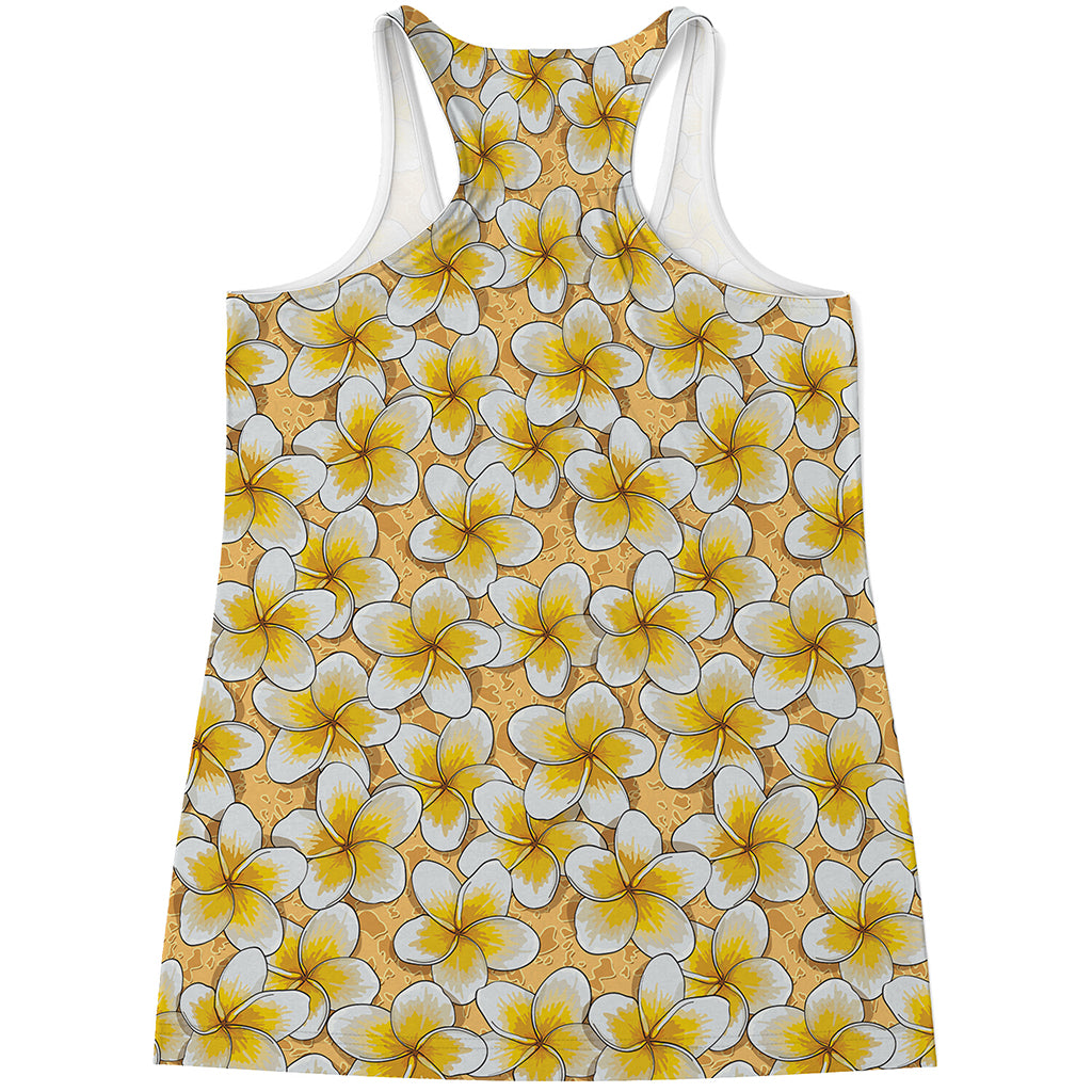 Frangipani Flower Pattern Print Women's Racerback Tank Top