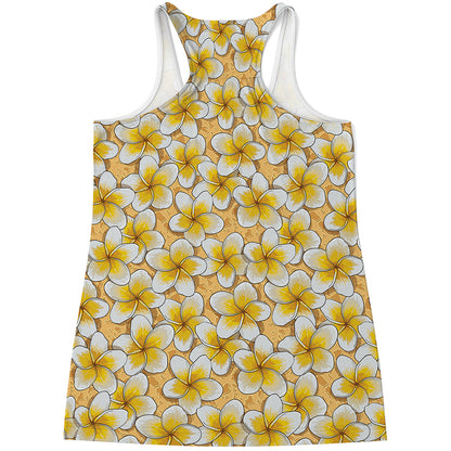 Frangipani Flower Pattern Print Women's Racerback Tank Top