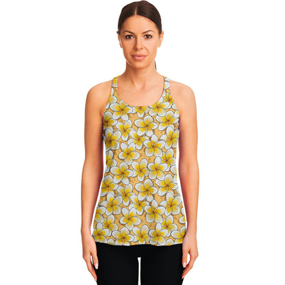 Frangipani Flower Pattern Print Women's Racerback Tank Top