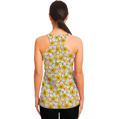 Frangipani Flower Pattern Print Women's Racerback Tank Top