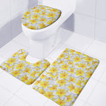 Frangipani Flower Print 3 Piece Bath Mat Set