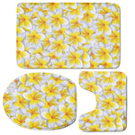 Frangipani Flower Print 3 Piece Bath Mat Set