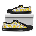 Frangipani Flower Print Black Low Top Sneakers