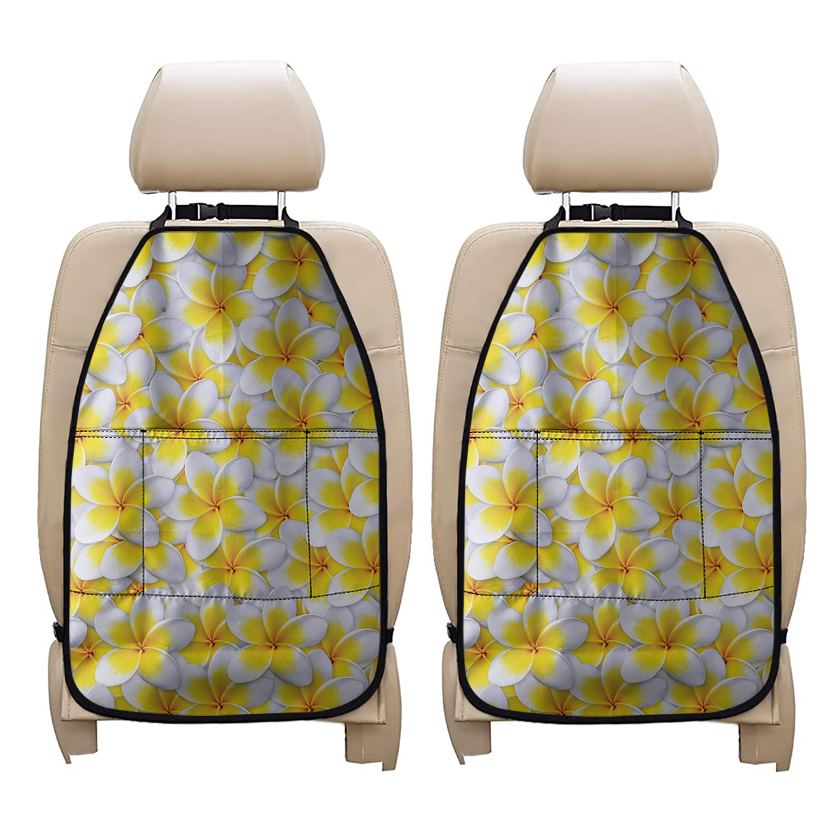 Frangipani Flower Print Car Seat Organizers