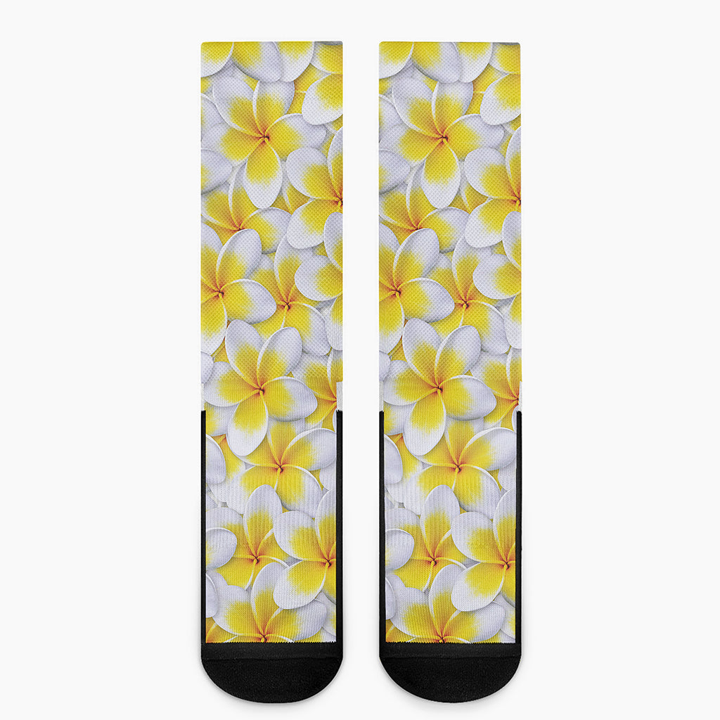Frangipani Flower Print Crew Socks