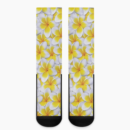Frangipani Flower Print Crew Socks
