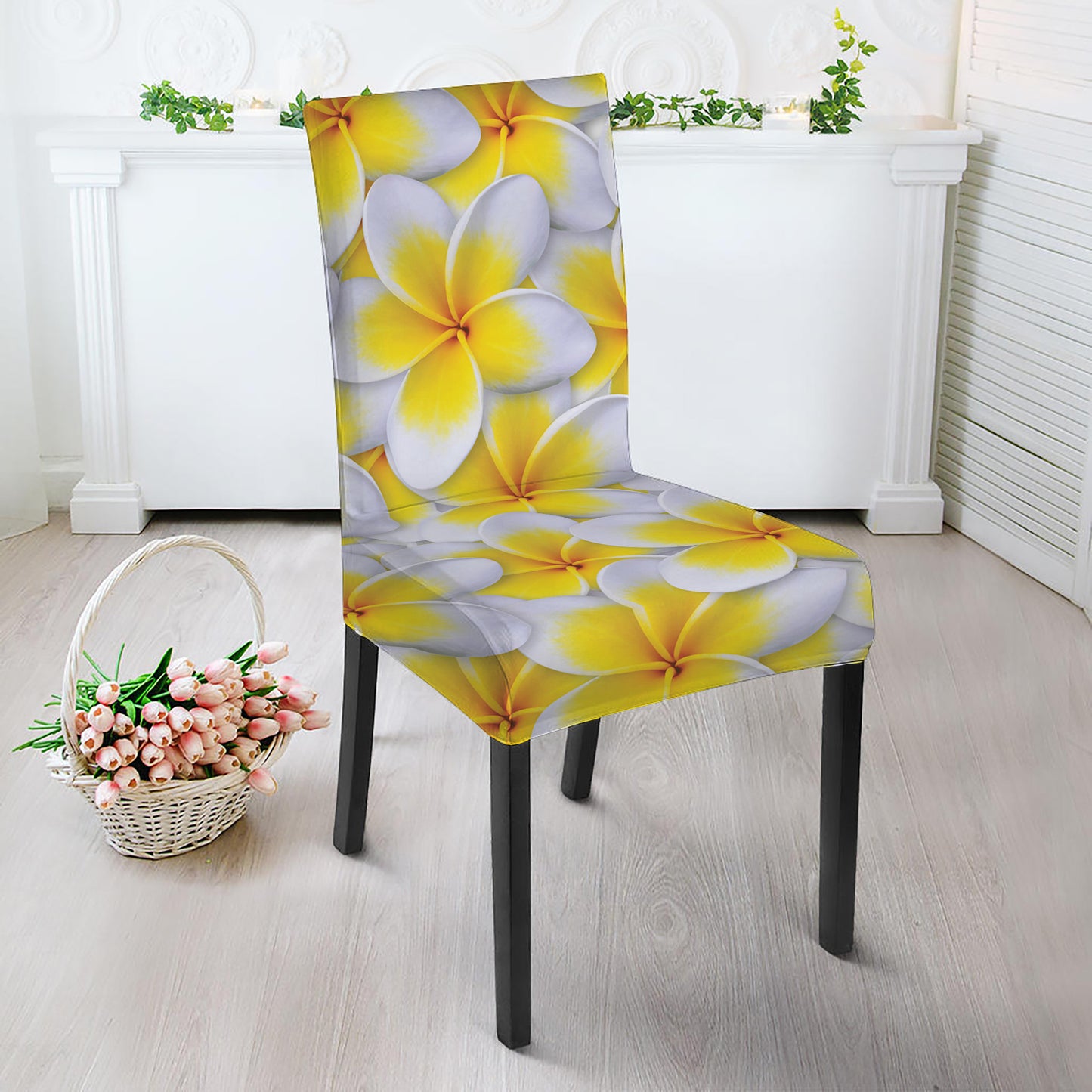 Frangipani Flower Print Dining Chair Slipcover