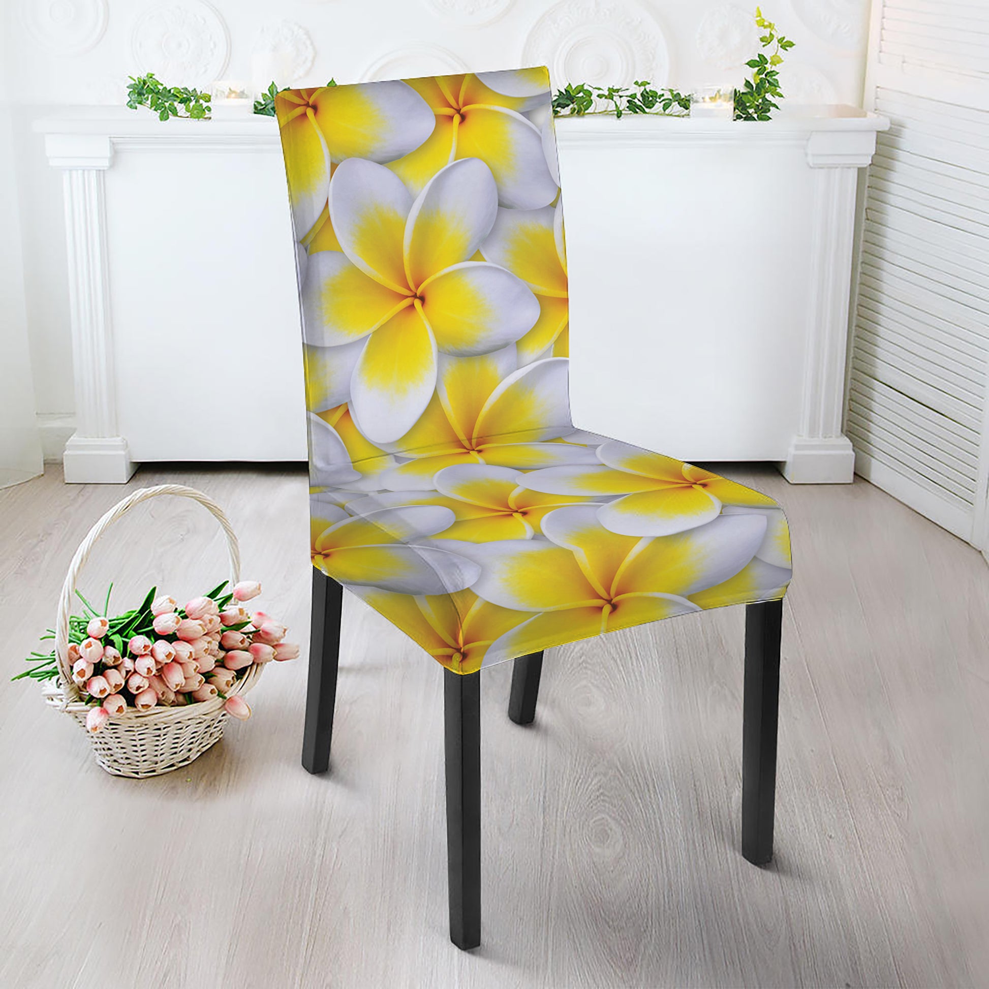 Frangipani Flower Print Dining Chair Slipcover