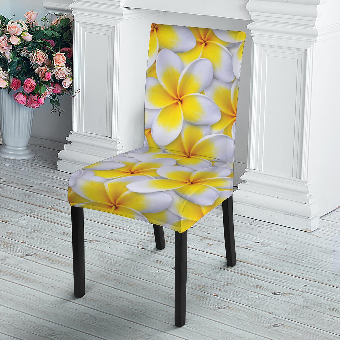Frangipani Flower Print Dining Chair Slipcover