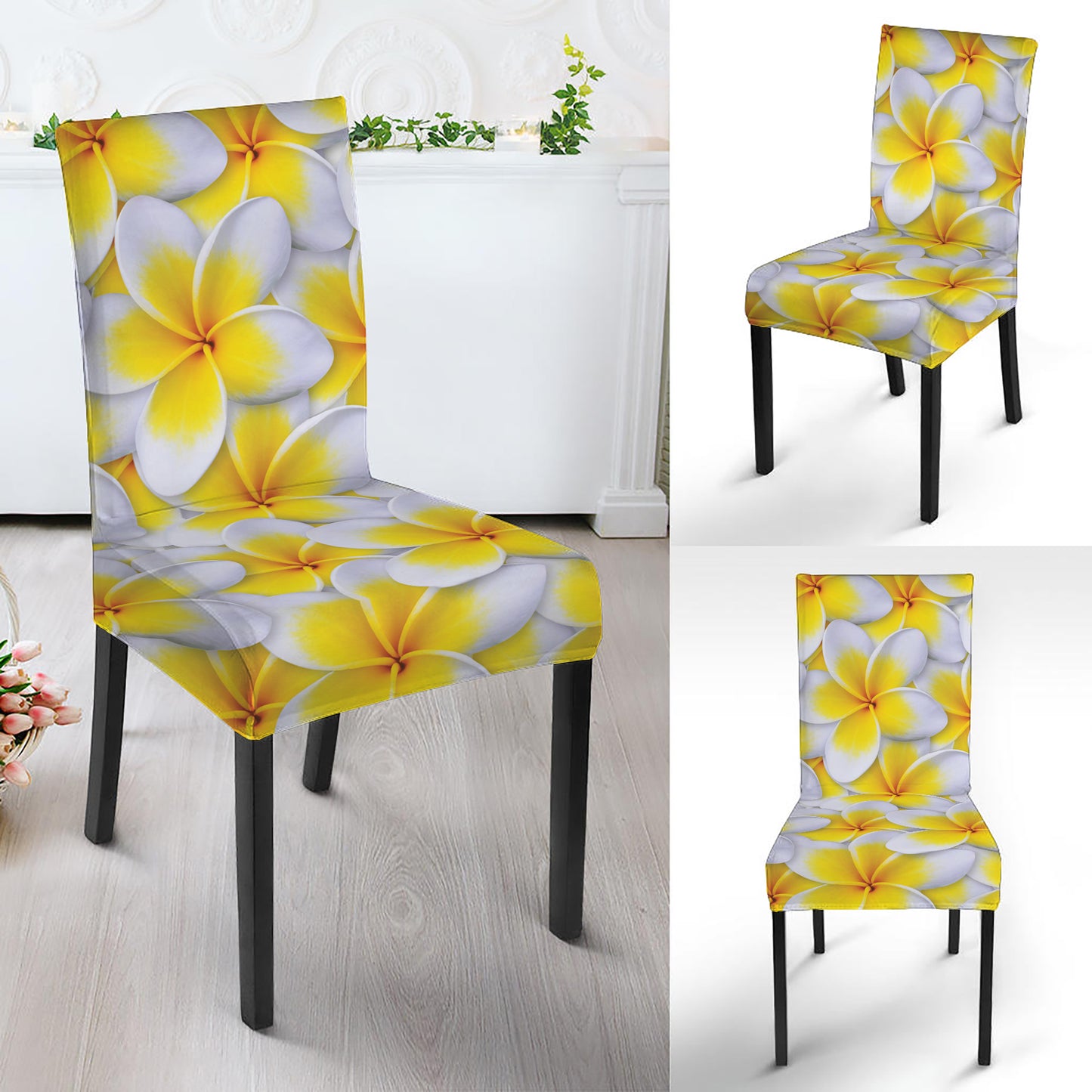 Frangipani Flower Print Dining Chair Slipcover