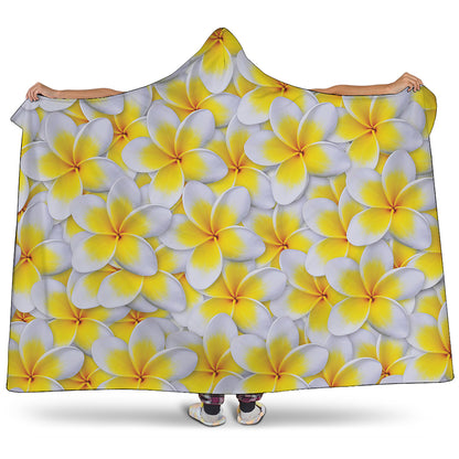 Frangipani Flower Print Hooded Blanket