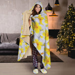 Frangipani Flower Print Hooded Blanket