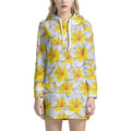 Frangipani Flower Print Pullover Hoodie Dress