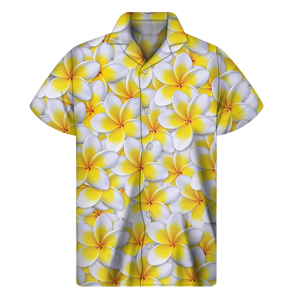 Frangipani Flower Print Men's Short Sleeve Shirt