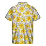 Frangipani Flower Print Men's Short Sleeve Shirt