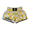 Frangipani Flower Print Muay Thai Boxing Shorts