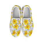 Frangipani Flower Print White Slip On Shoes