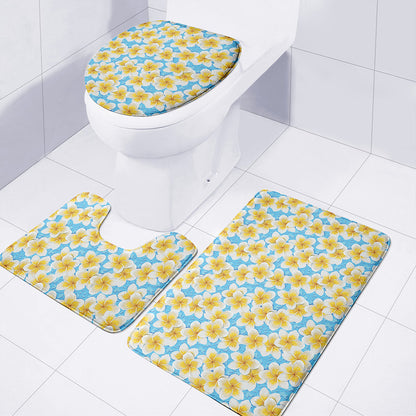 Frangipani On The Water Pattern Print 3 Piece Bath Mat Set
