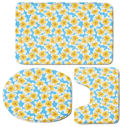 Frangipani On The Water Pattern Print 3 Piece Bath Mat Set