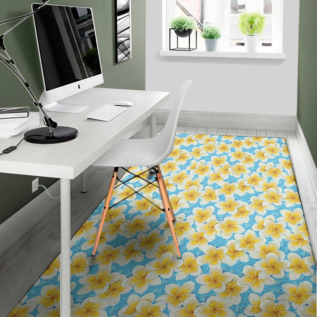 Frangipani On The Water Pattern Print Area Rug