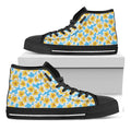 Frangipani On The Water Pattern Print Black High Top Sneakers