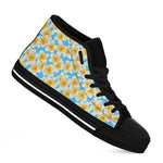 Frangipani On The Water Pattern Print Black High Top Shoes