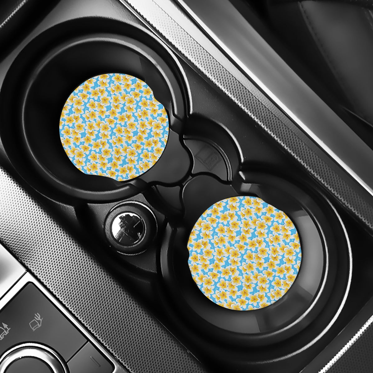 Frangipani On The Water Pattern Print Car Coasters