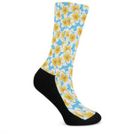 Frangipani On The Water Pattern Print Crew Socks