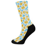 Frangipani On The Water Pattern Print Crew Socks