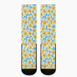Frangipani On The Water Pattern Print Crew Socks