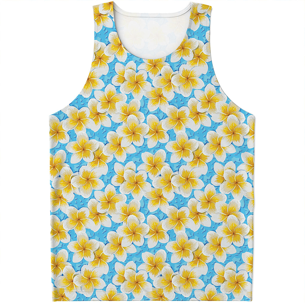 Frangipani On The Water Pattern Print Men's Tank Top