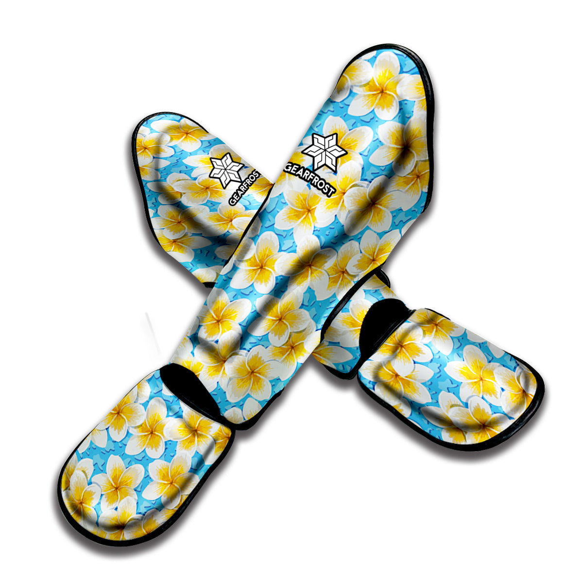 Frangipani On The Water Pattern Print Muay Thai Shin Guard