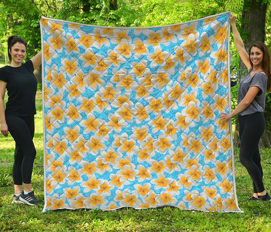 Frangipani On The Water Pattern Print Quilt