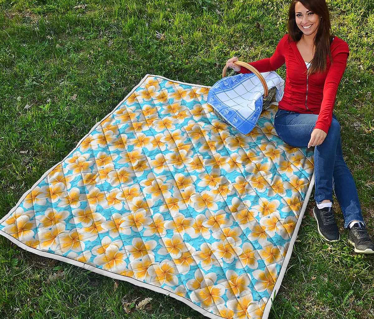 Frangipani On The Water Pattern Print Quilt