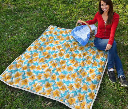 Frangipani On The Water Pattern Print Quilt
