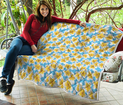 Frangipani On The Water Pattern Print Quilt
