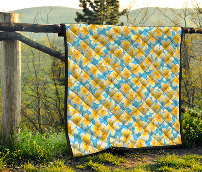 Frangipani On The Water Pattern Print Quilt