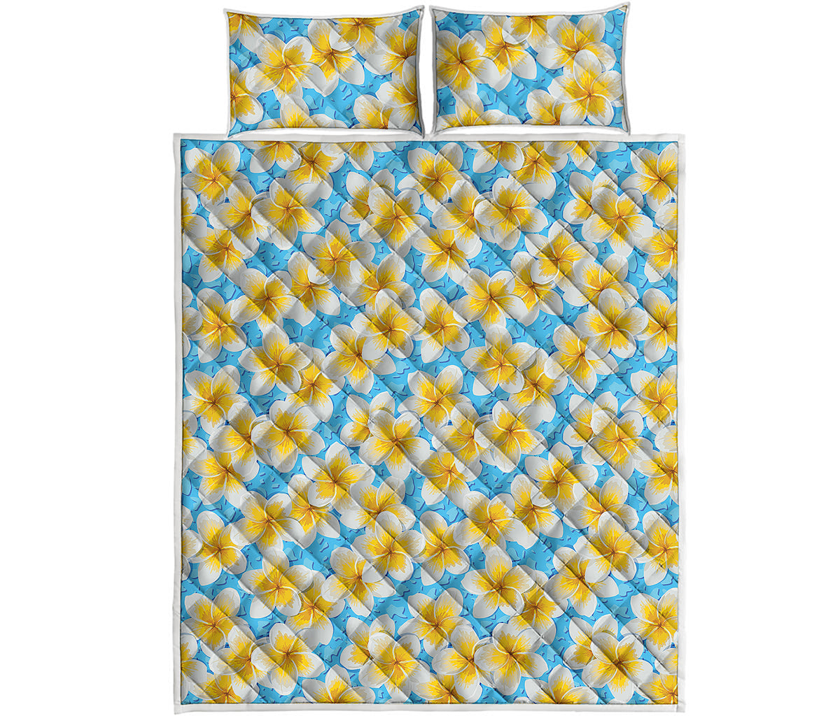 Frangipani On The Water Pattern Print Quilt Bed Set