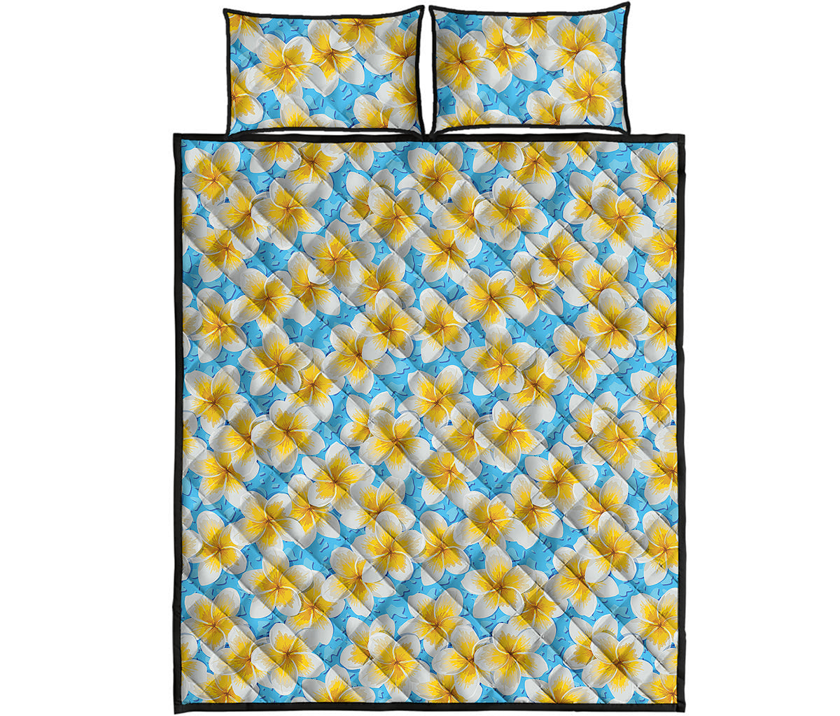 Frangipani On The Water Pattern Print Quilt Bed Set