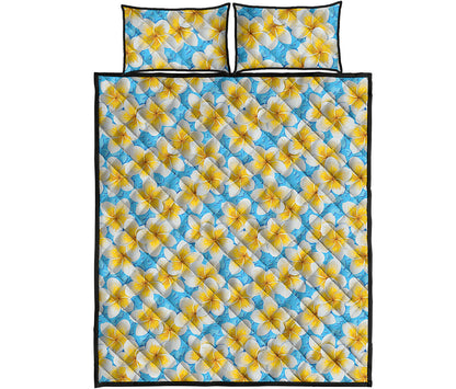 Frangipani On The Water Pattern Print Quilt Bed Set
