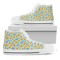 Frangipani On The Water Pattern Print White High Top Sneakers