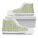 Frangipani On The Water Pattern Print White High Top Shoes