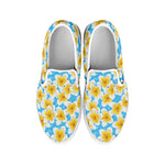Frangipani On The Water Pattern Print White Slip On Shoes