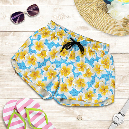 Frangipani On The Water Pattern Print Women's Shorts