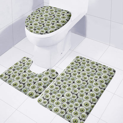 Frankenstein Eyeball Pattern Print 3 Piece Bath Mat Set