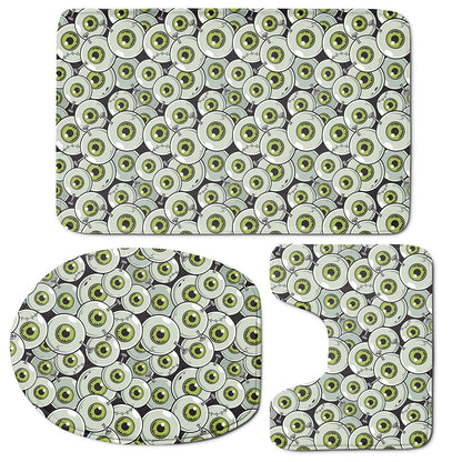 Frankenstein Eyeball Pattern Print 3 Piece Bath Mat Set