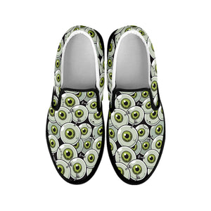 Frankenstein Eyeball Pattern Print Black Slip On Shoes