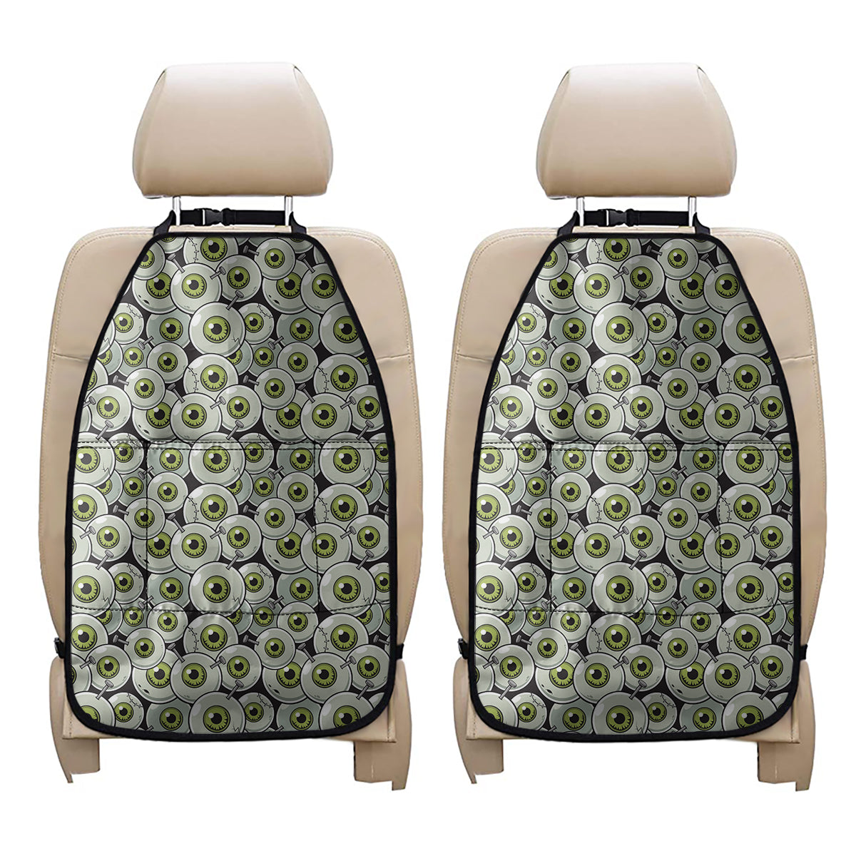 Frankenstein Eyeball Pattern Print Car Seat Organizers